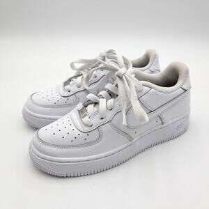 Nike Air Force 1 Lace-Up Sneaker Shoes Round Toe Kids' White Size US3.5Y EU35.5